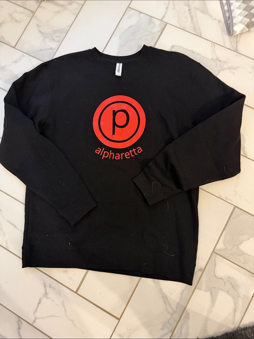 Pure Barre Black Crewneck Sweatshirt Red Accent